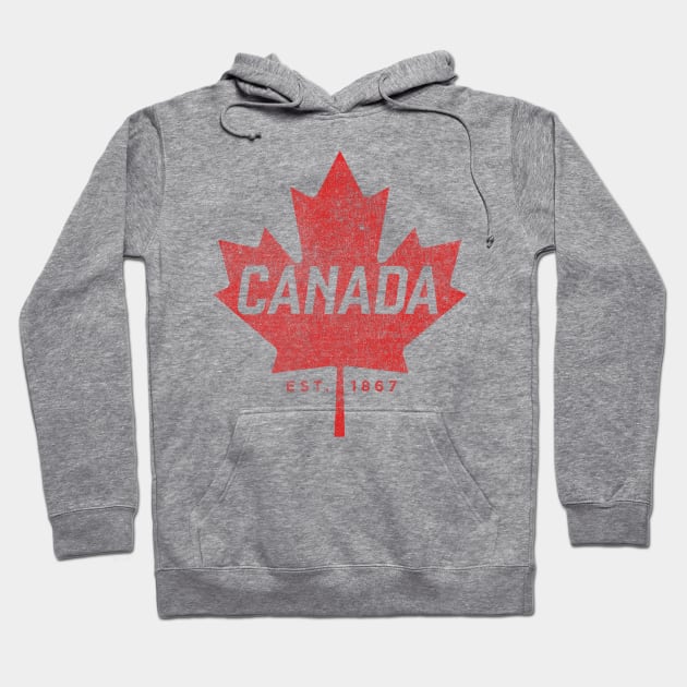 Canada Est. 1867 Vintage Faded Canada Maple Leaf  design Hoodie by Vector Deluxe